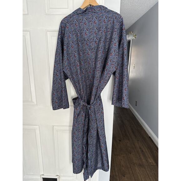 EUC Vintage State O Maine Blue Maroon Paisley Robe With Belt Pockets One Size - Picture 5 of 8